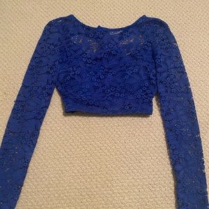 Mesh blue crop top. SIZE 1/xs. ONLY WORN ONCE!! In great condition!!